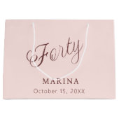 バラ金ゴールド名スクリプト40th birthday ラージペーパーバッグ (正面)