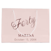 バラ金ゴールド名スクリプト40th birthday ラージペーパーバッグ (裏面)