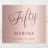 バラ金ゴールド名スクリプト50th birthday スパークリングワインラベル (シングルラベル)