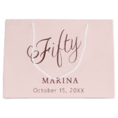 バラ金ゴールド名スクリプト50th birthday ラージペーパーバッグ (正面)