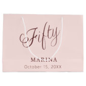 バラ金ゴールド名スクリプト50th birthday ラージペーパーバッグ (裏面)