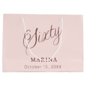 バラ金ゴールド名スクリプト60th birthday ラージペーパーバッグ (裏面)