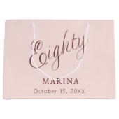 バラ金ゴールド名スクリプト80th birthday ラージペーパーバッグ (正面)