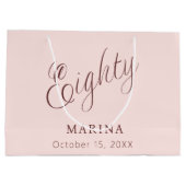 バラ金ゴールド名スクリプト80th birthday ラージペーパーバッグ (裏面)