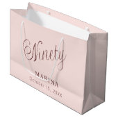 バラ金ゴールド名スクリプト90th birthday ラージペーパーバッグ (正面アングル)