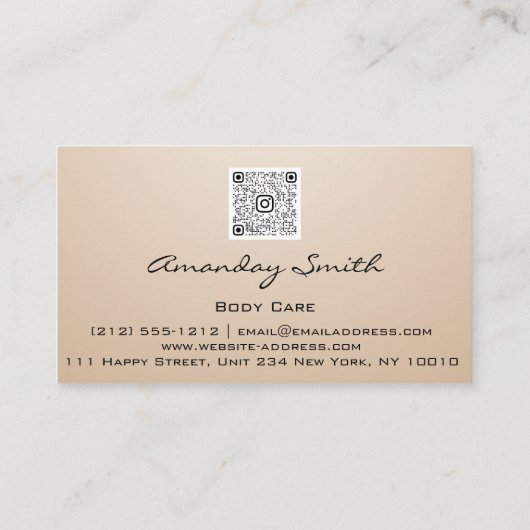 バラ金ゴールド品質爪、 ネイルスクリプトフレームQRCodeロゴ 名刺 (裏面)