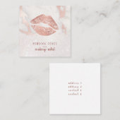 バラ金ゴールド唇のピンクの大理石とフェイクグリッター スクエア名刺 (正面/裏面)