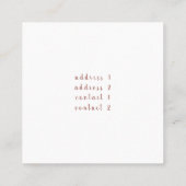 バラ金ゴールド唇のピンクの大理石とフェイクグリッター スクエア名刺 (裏面)