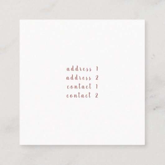 バラ金ゴールド唇のピンクの大理石とフェイクグリッター スクエア名刺 (裏面)