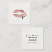 バラ金ゴールド唇メイクアップアーティスト スクエア名刺 (正面/裏面)