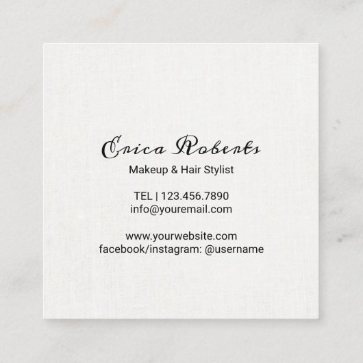 バラ金ゴールド唇メイクアップアーティスト スクエア名刺 (裏面)