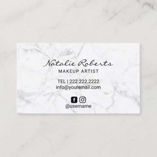 バラ金ゴールド唇金ゴールドスクリプト化粧アーティスト大理石 名刺 (裏面)