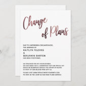 バラ金ゴールド変更プランの結婚延期カード 招待状 (正面/裏面)