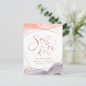 バラ金ゴールド夜明け水の色ジオメトリック日付を保存 ポストカード (スタンド正面)