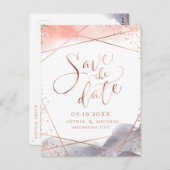 バラ金ゴールド夜明け水の色ジオメトリック日付を保存 ポストカード (正面/裏面)