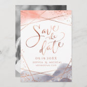 バラ金ゴールド夜明け水色幾何学書 セーブザデート (正面/裏面)