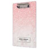 バラ金ゴールド大理石およびピンクグリッター グラデーション クリップボード (左)