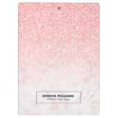 バラ金ゴールド大理石およびピンクグリッター グラデーション クリップボード (裏面)