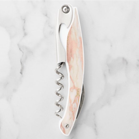 バラ金ゴールド大理石エレガントかわいらし ソムリエナイフ (正面)