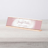 バラ金ゴールド大理石エレガントテンプレートプロフェッショナル デスクネームプレート (正面)