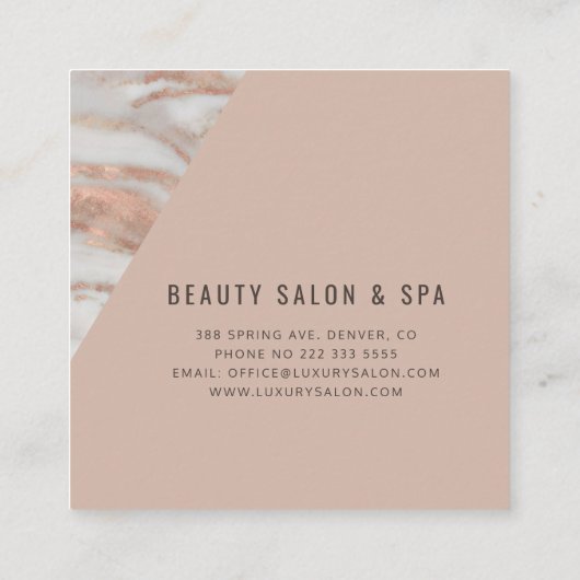 バラ金ゴールド大理石エレガントプロフェッショナル スクエア名刺 (裏面)