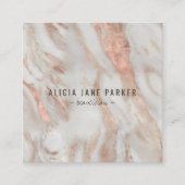 バラ金ゴールド大理石エレガントプロフェッショナル スクエア名刺 (正面)