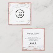 バラ金ゴールド大理石カスタム会社ロゴプロフェッショナル スクエア名刺 (正面/裏面)