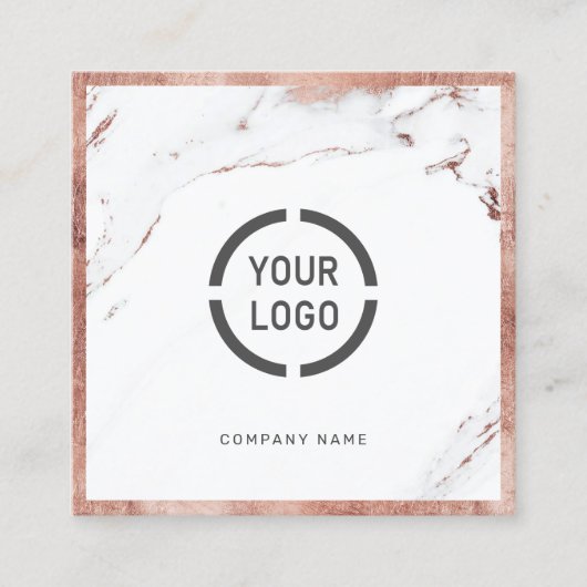 バラ金ゴールド大理石カスタム会社ロゴプロフェッショナル スクエア名刺 (正面)