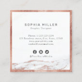 バラ金ゴールド大理石カスタム会社ロゴプロフェッショナル スクエア名刺 (裏面)