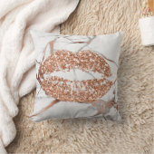 バラ金ゴールド大理石キスリップメイクアップ銅 クッション (ブランケット)