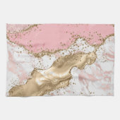 バラ金ゴールド大理石グリッターゲート キッチンタオル (横)