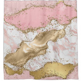 バラ金ゴールド大理石グリッターゲート シャワーカーテン (正面)