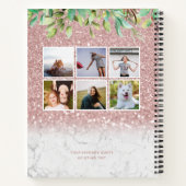 バラ金ゴールド大理石グリッターフローラ名フォトコラージュ ノートブック (裏面)