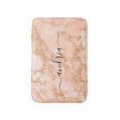 バラ金ゴールド大理石グリッター、ブラックスクリプト名 バスマット (正面縦)