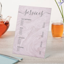 バラ金ゴールド大理石サロン価格表サービスメニュー 台座サイン