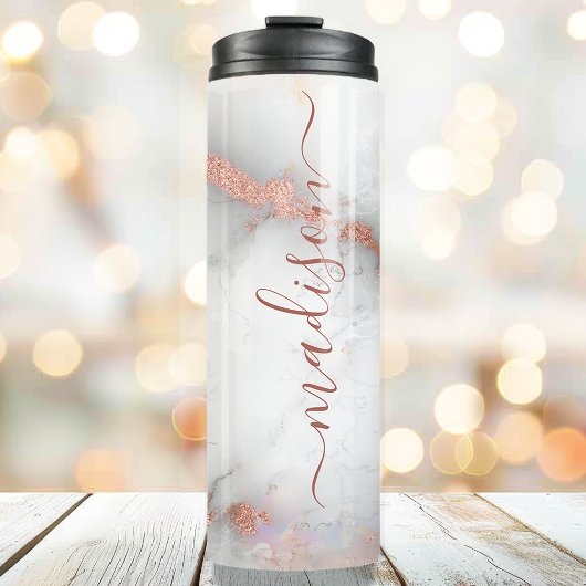 バラ金ゴールド大理石スタイリッシュ署名スクリプト名 タンブラー