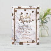 バラ金ゴールド大理石スワールブロンズ銅ブライダルシャワー 招待状 (スタンド正面)