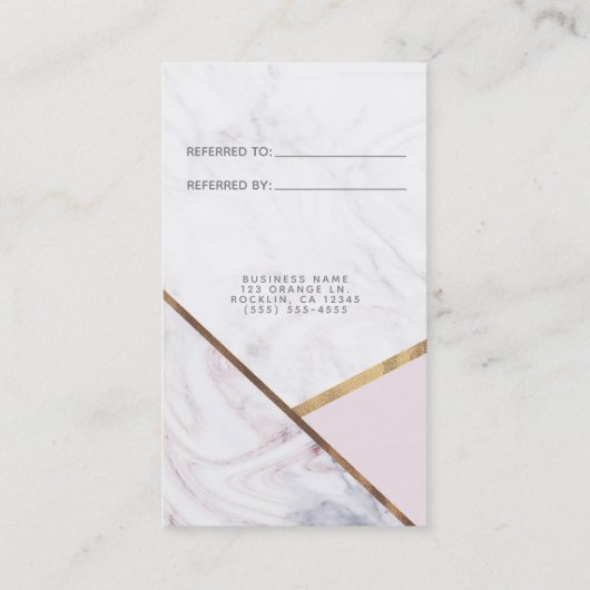 バラ金ゴールド大理石スワール&赤面ピンク友人を参照 紹介カード (裏面)