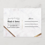 バラ金ゴールド大理石スワール&赤面ピンク日付を保存 案内ポストカード (裏面)