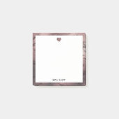 バラ金ゴールド大理石ハートと白縁ど(名前あり) ポストイット (正面)