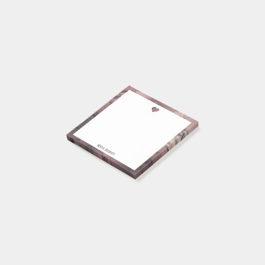 バラ金ゴールド大理石ハートと白縁ど(名前あり) ポストイット (アングル)