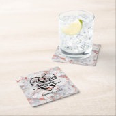 バラ金ゴールド大理石ハート夫妻結婚 スクエアペーパーコースター (インサイチュ)