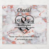 バラ金ゴールド大理石ハート結婚式の引き出物 スパークリングワインラベル (シングルラベル)