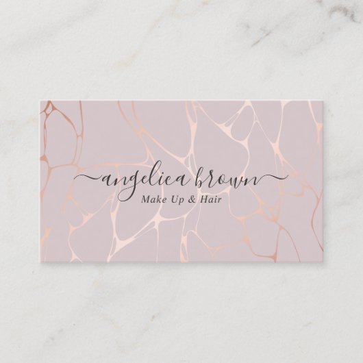 バラ金ゴールド大理石パターン署名スクリプト 名刺 (正面)