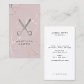 バラ金ゴールド大理石フェイクグリッター鋏 名刺 (正面/裏面)