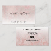 バラ金ゴールド大理石フォイルヘアメイクアップ美しいサロン 名刺 (正面/裏面)