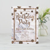 バラ金ゴールド大理石ブロンズ銅バースデーパーティー 招待状 (スタンド正面)