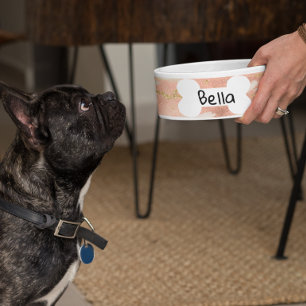 バラ金ゴールド大理石ペットドッグキャットパーソナライズされた ボウル