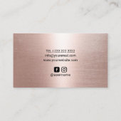 バラ金ゴールド大理石メイクアップアーティストヘアサロンスパ 名刺 (裏面)