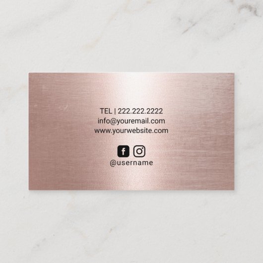 バラ金ゴールド大理石メイクアップアーティストヘアサロンスパ 名刺 (裏面)